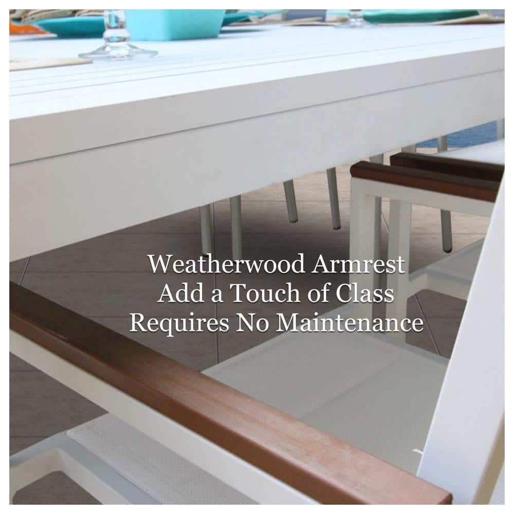 Mantona White 9-Piece Aluminum Outdoor Dining Set with Sling Set in White