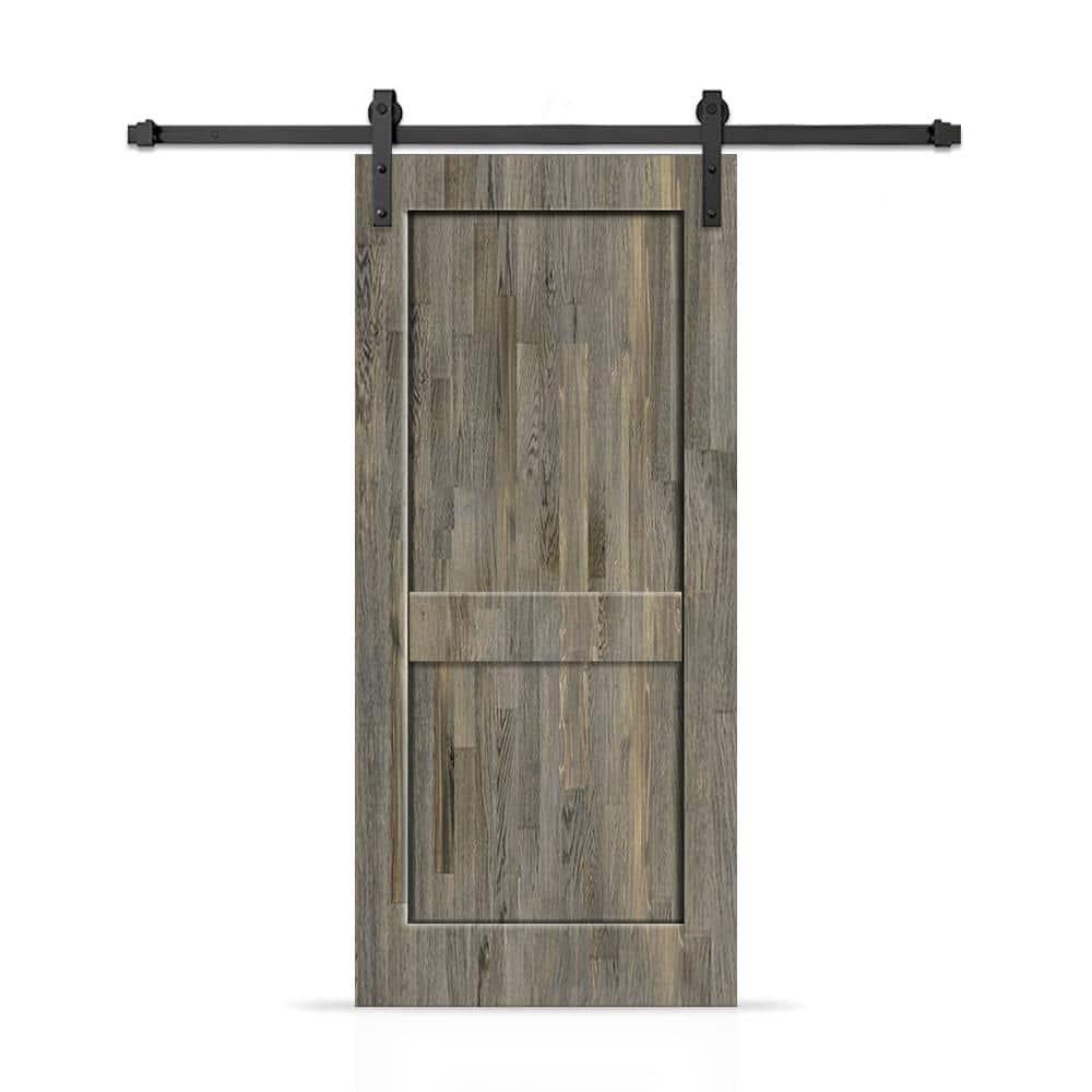Calhome 2 Panel Shaker Stained Pine Wood Interior Sliding Barn Door with Hardware Kit