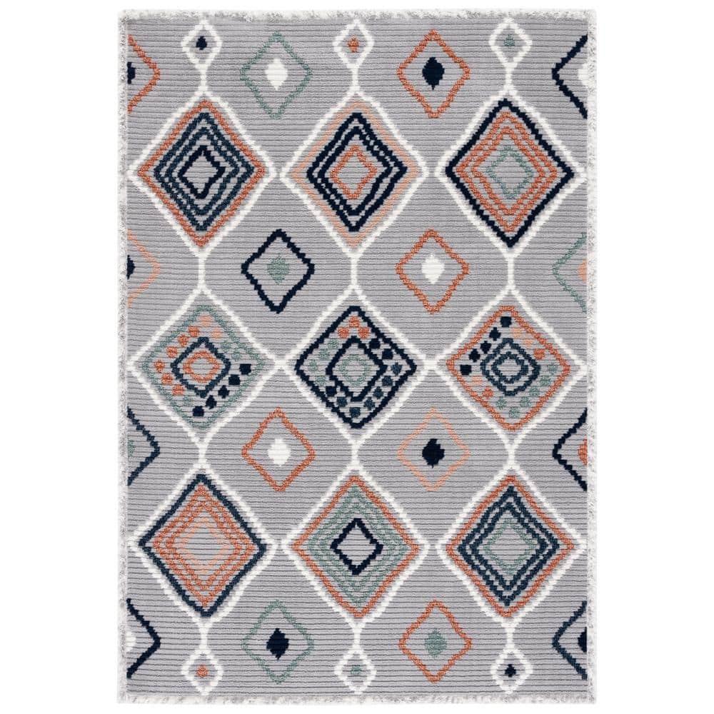 Marrakesh MRK608 Power Loomed Area Rug - Gray/Blue Rust - 5'3"x7'6" - Safavieh.