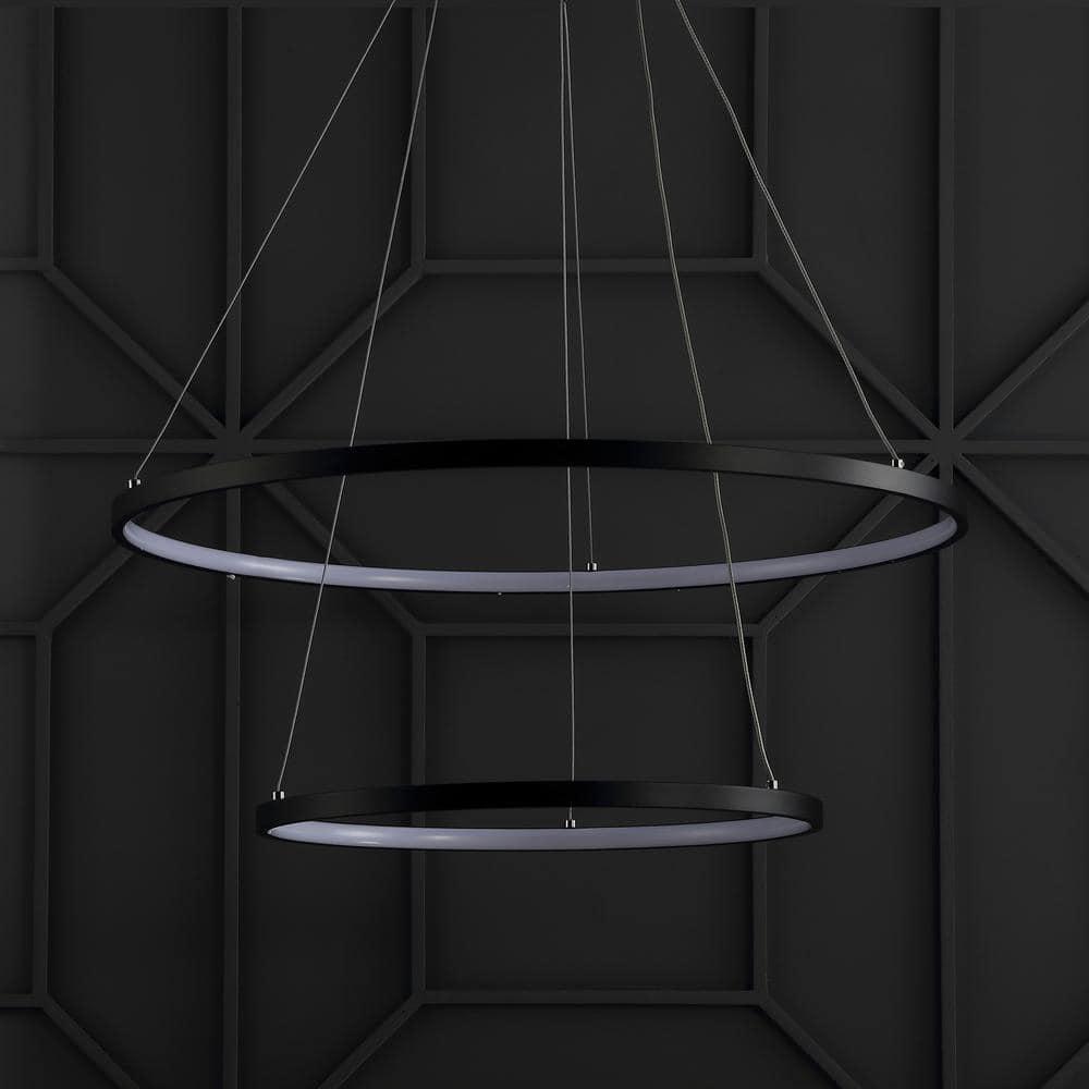 Brice 24" Round Integrated LED Metal Pendant, Matte Black