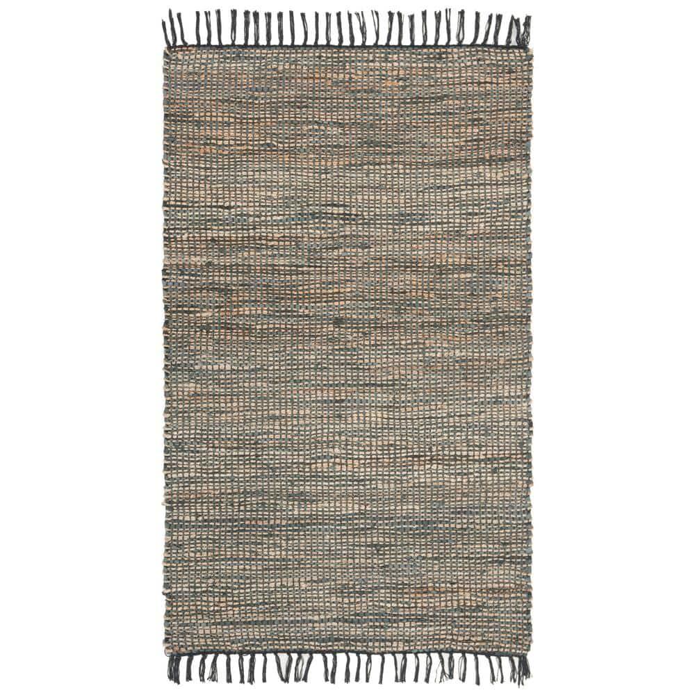 Vintage Leather VTL203 Hand Woven Indoor Accent Rug - Grey - 2'x3' - Safavieh