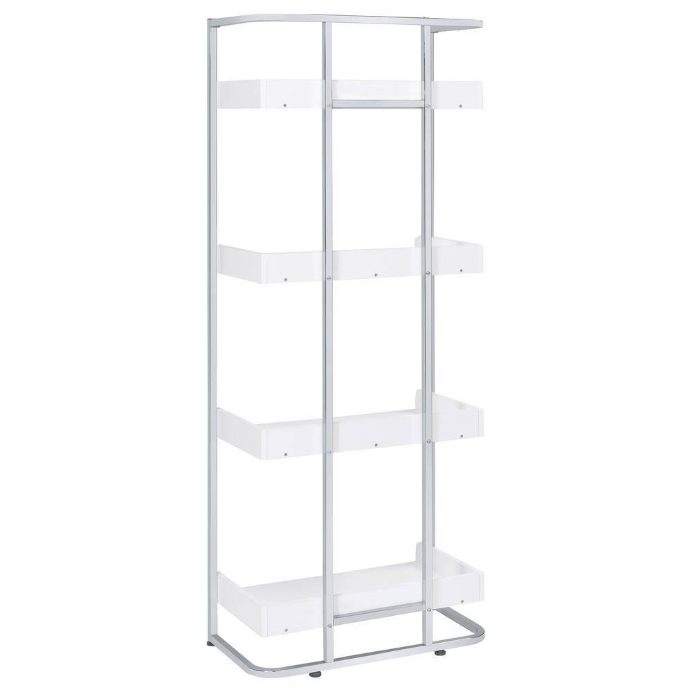 67.5" Ember 4 Shelf Bookcase White High Gloss - Coaster: Laminated, Modern Style, Includes Anti-Tip Hardware