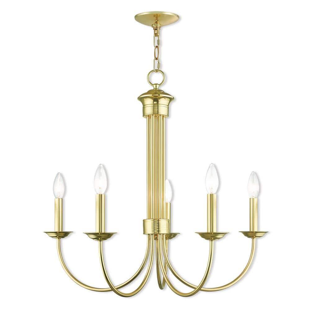 Livex Lighting Estate 5 - Light Chandelier in  Polished Brass
