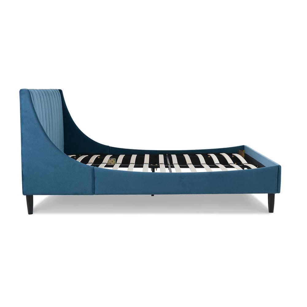 Sandy Wilson Home Aspen Tufted Headboard Platform Bed Queen Satin Teal Velvet
