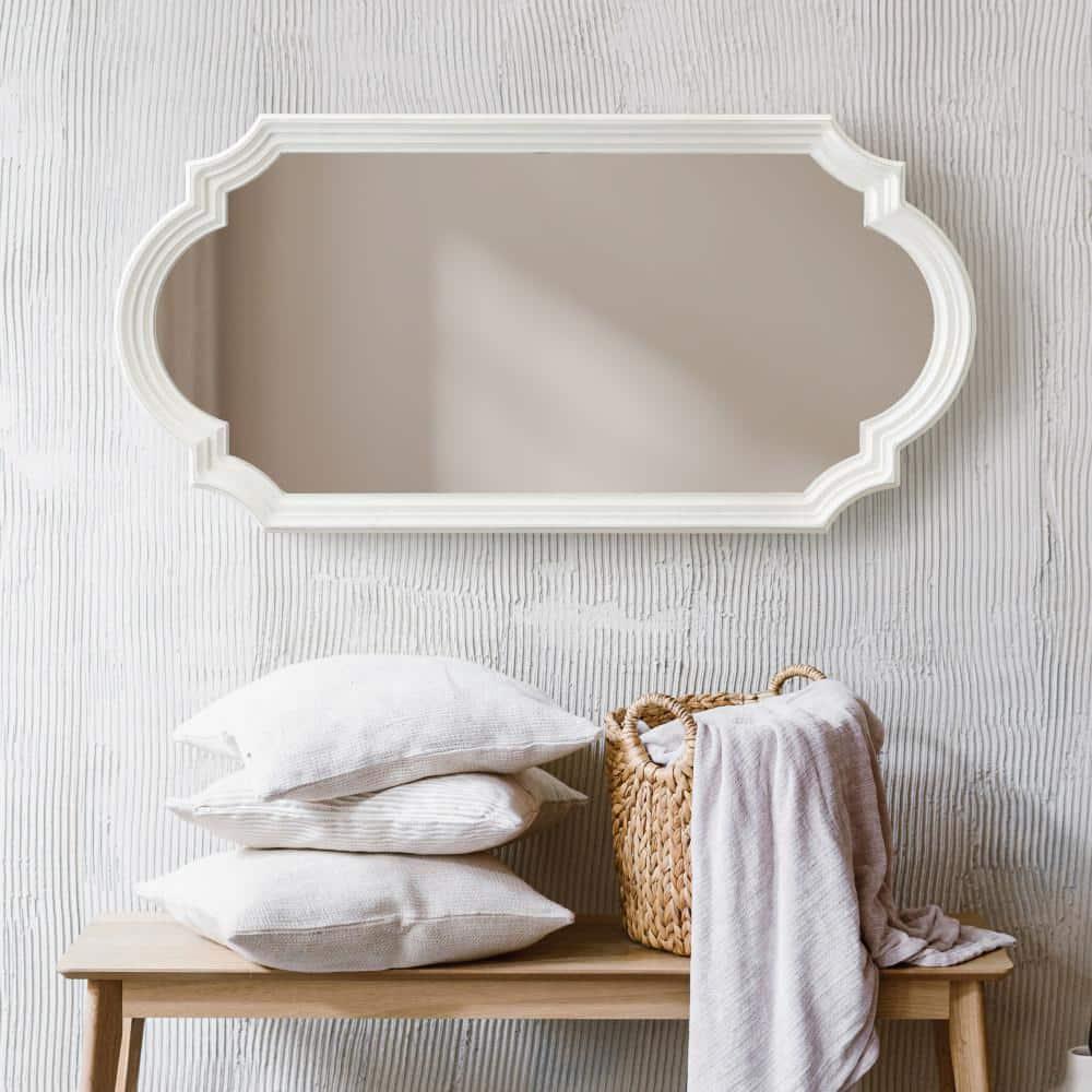 Kate and Laurel Fairbourne Scalloped MDF Full Length Mirror, 20x42, White