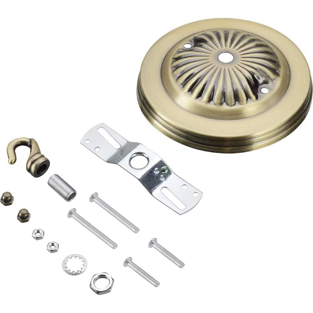 Aspen Creative 21514-21 Canopy Kit, 5"D with Hook, 7/16" Center Hole, Antique Brass