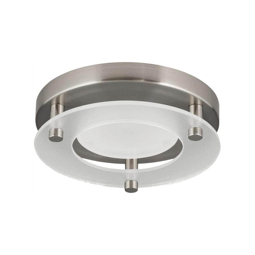 Progress Lighting, P8247 Collection, 1-Light Flush Mount, Brushed Nickel, Steel, Shade Included