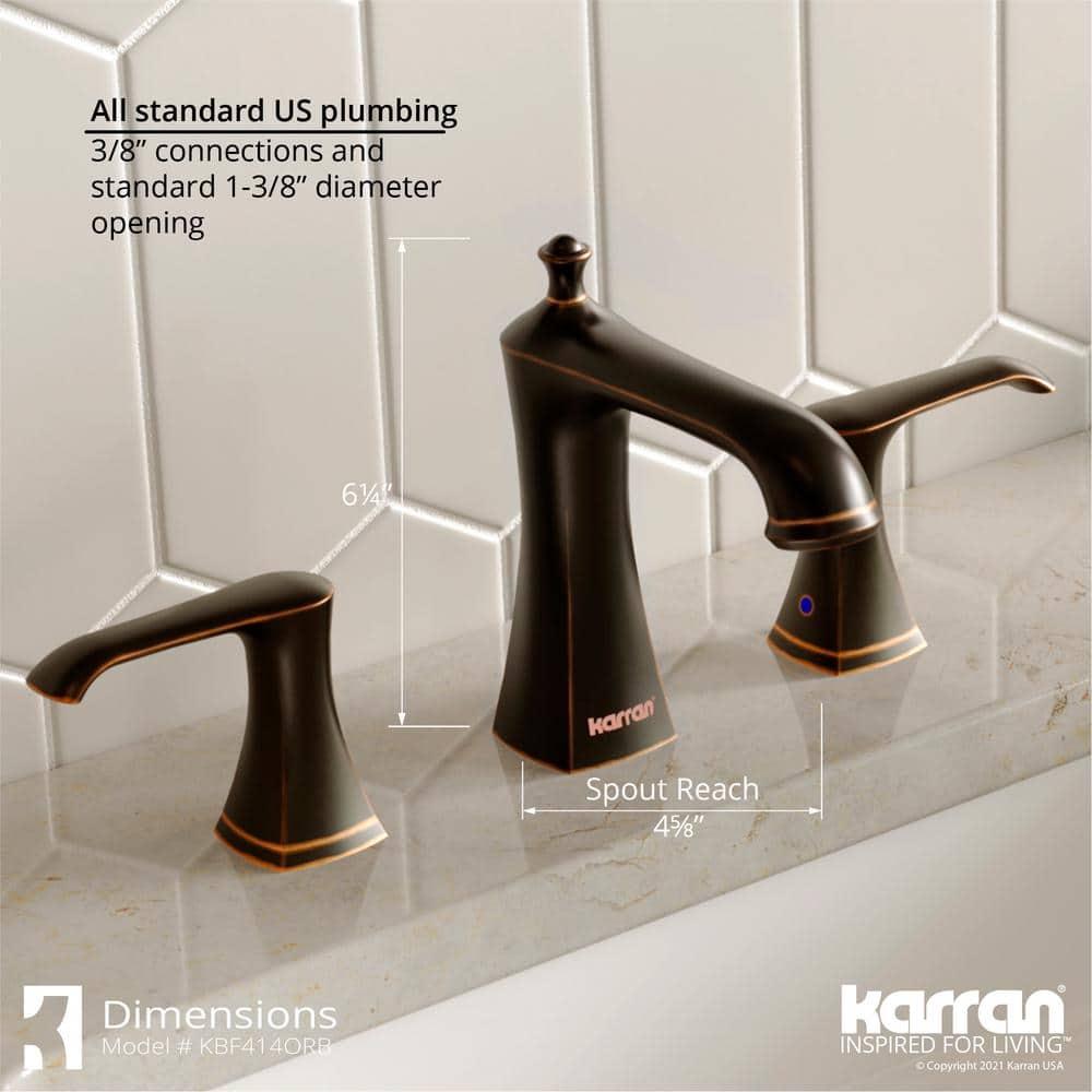 Karran Woodburn 8 In. Widespread 2-Handle Bathroom Faucet With Matching Pop-up Drain