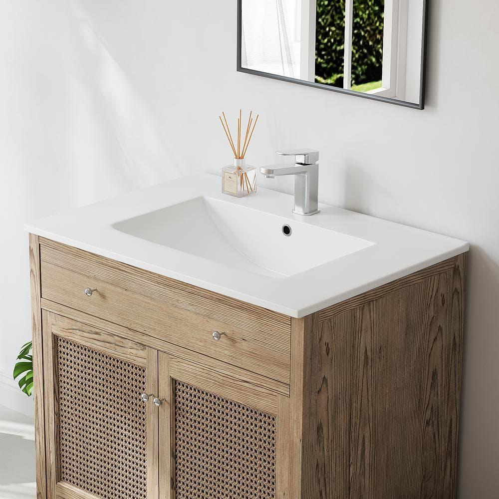 Eridanus Dayton 31" W x 22" D Vitreous China Vanity Top Sink in White with Single Faucet Hole (Sink Only)