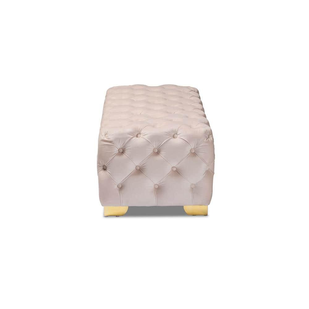 Avara Velvet Button Tufted Bench Ottoman - Baxton Studio