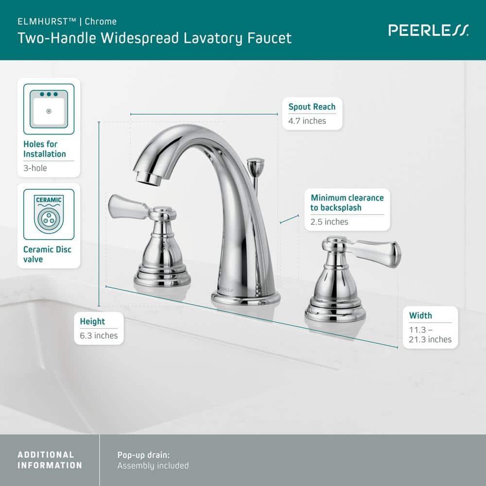 Elmhurst Widespread 2-handle Bathroom Faucet with Drain Assembly