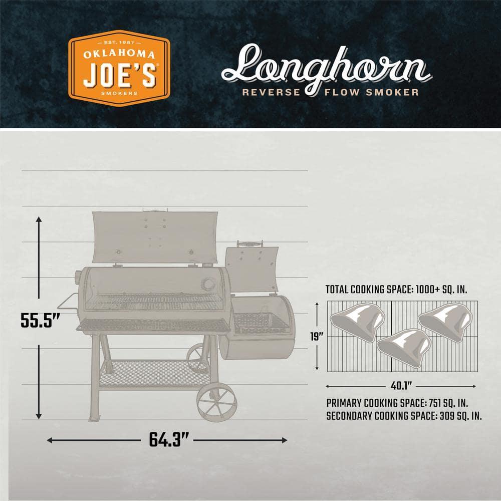 Oklahoma Joe's Oklahoma Joe's 1060 sq. in. Longhorn Reverse Flow Offset Smoker, Black