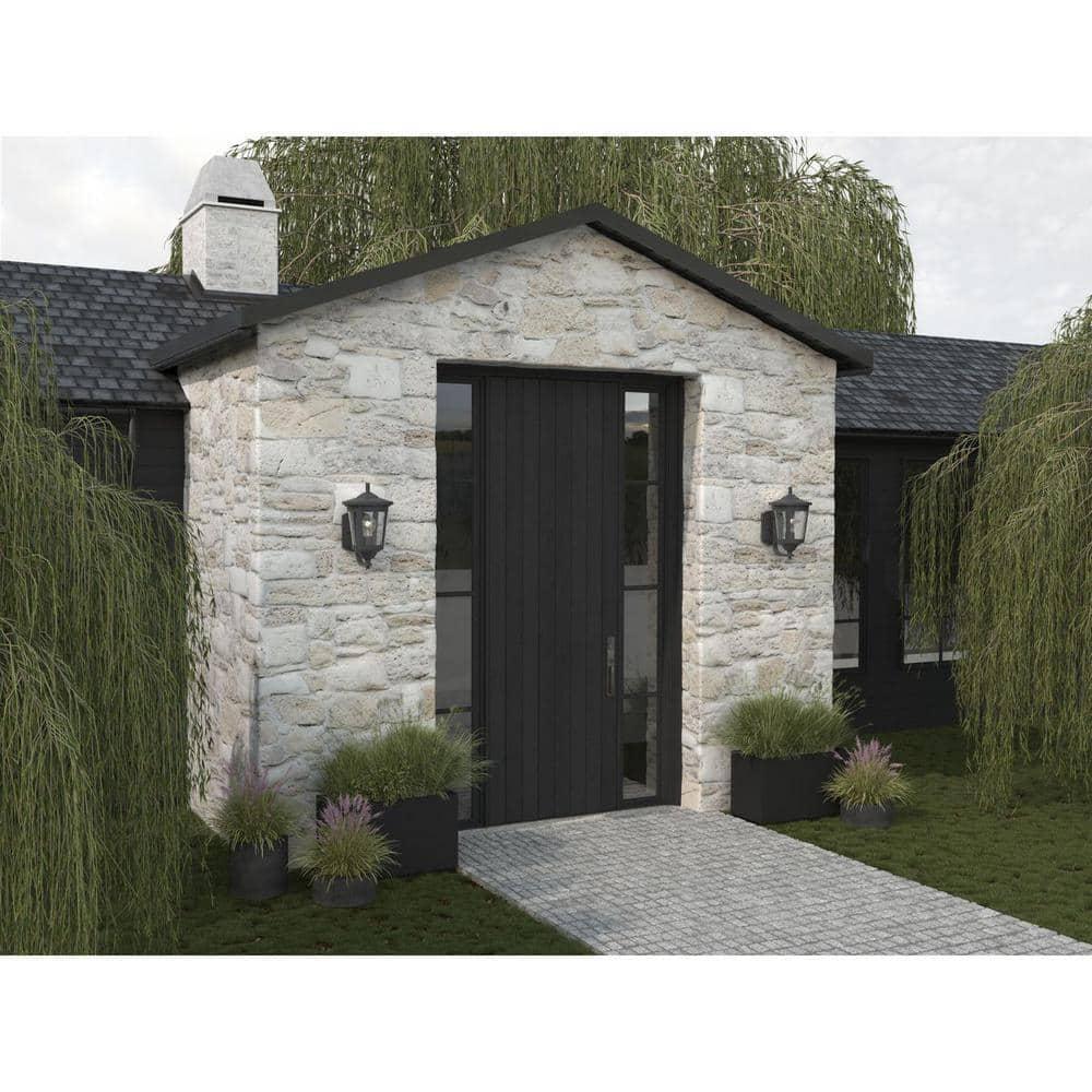 Progress Lighting, East Haven, 1-Light, Outdoor Wall Lantern, Black, Seeded Glass Shade