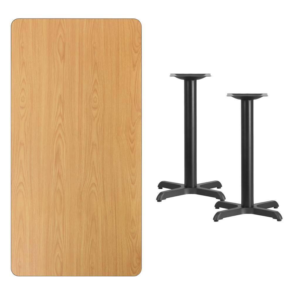 Flash Furniture 30'' x 60'' Rectangular Natural Laminate Table Top with 22'' x 22'' Table Height Bases