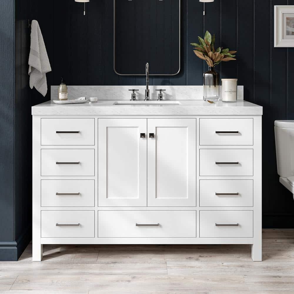 Cambridge 54'' Single Bathroom Vanity with Carrara Marble Top