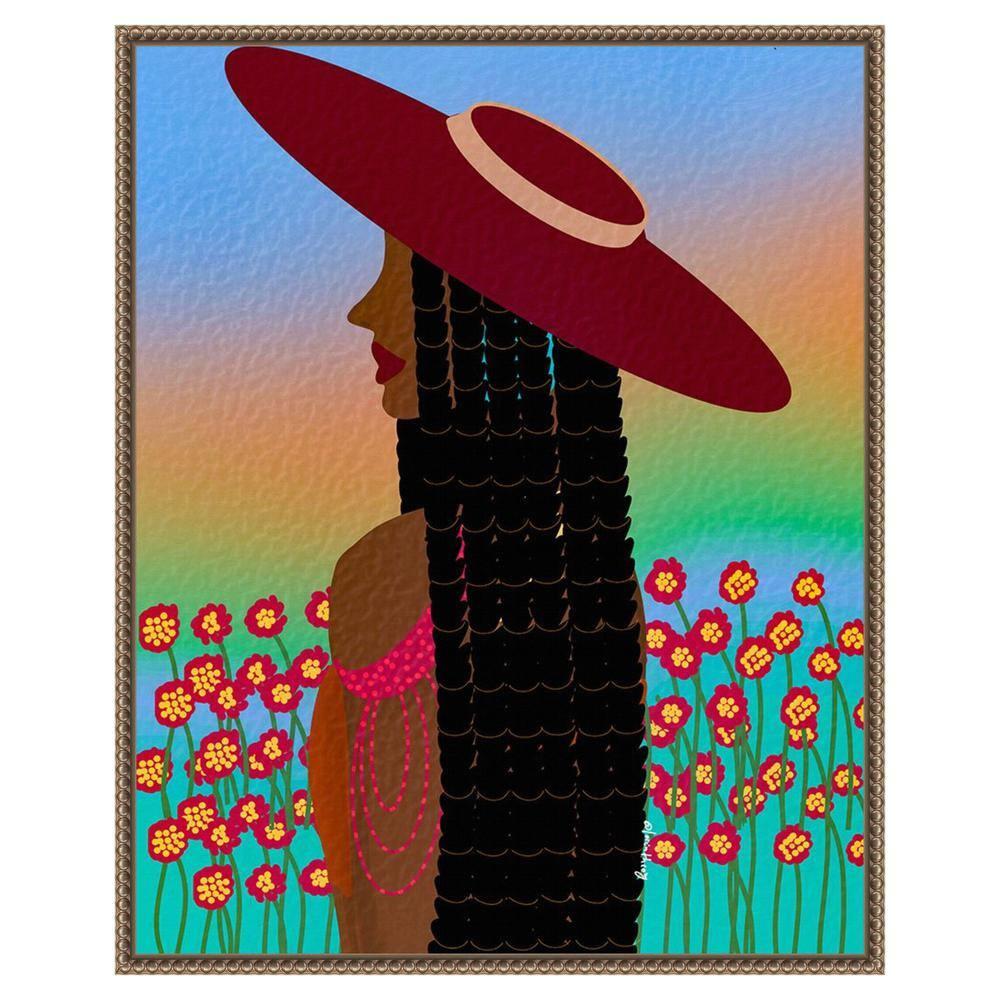 Amanti Art 23"x28" Lola Lady by Lorintheory Framed Canvas Wall Art Print Bronze : Modern Style, Polystyrene Frame, Lithograph Medium