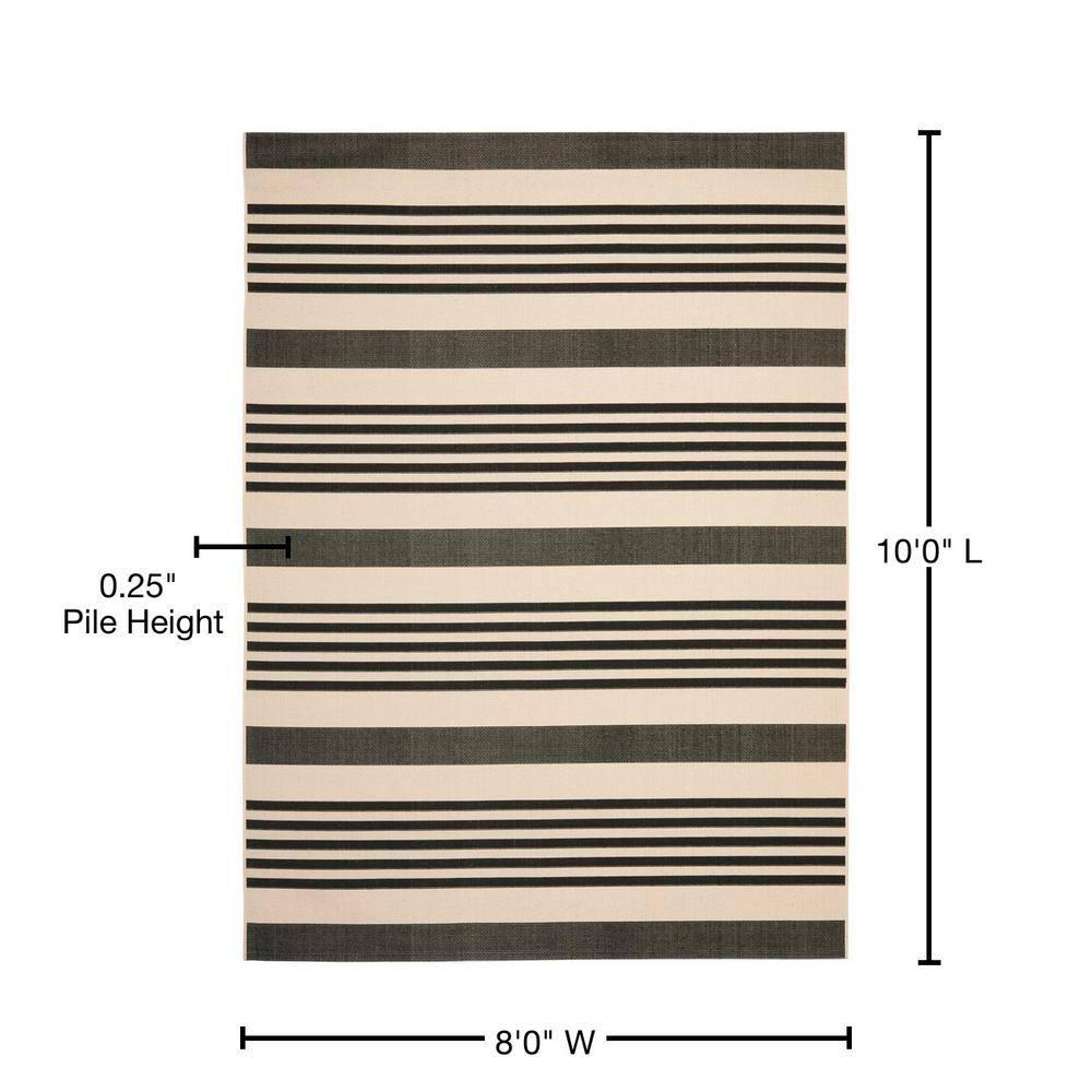 Courtyard CY6062 Power Loomed Indoor/Outdoor Area Rug - Black/Bone - 8'x10' - Safavieh.