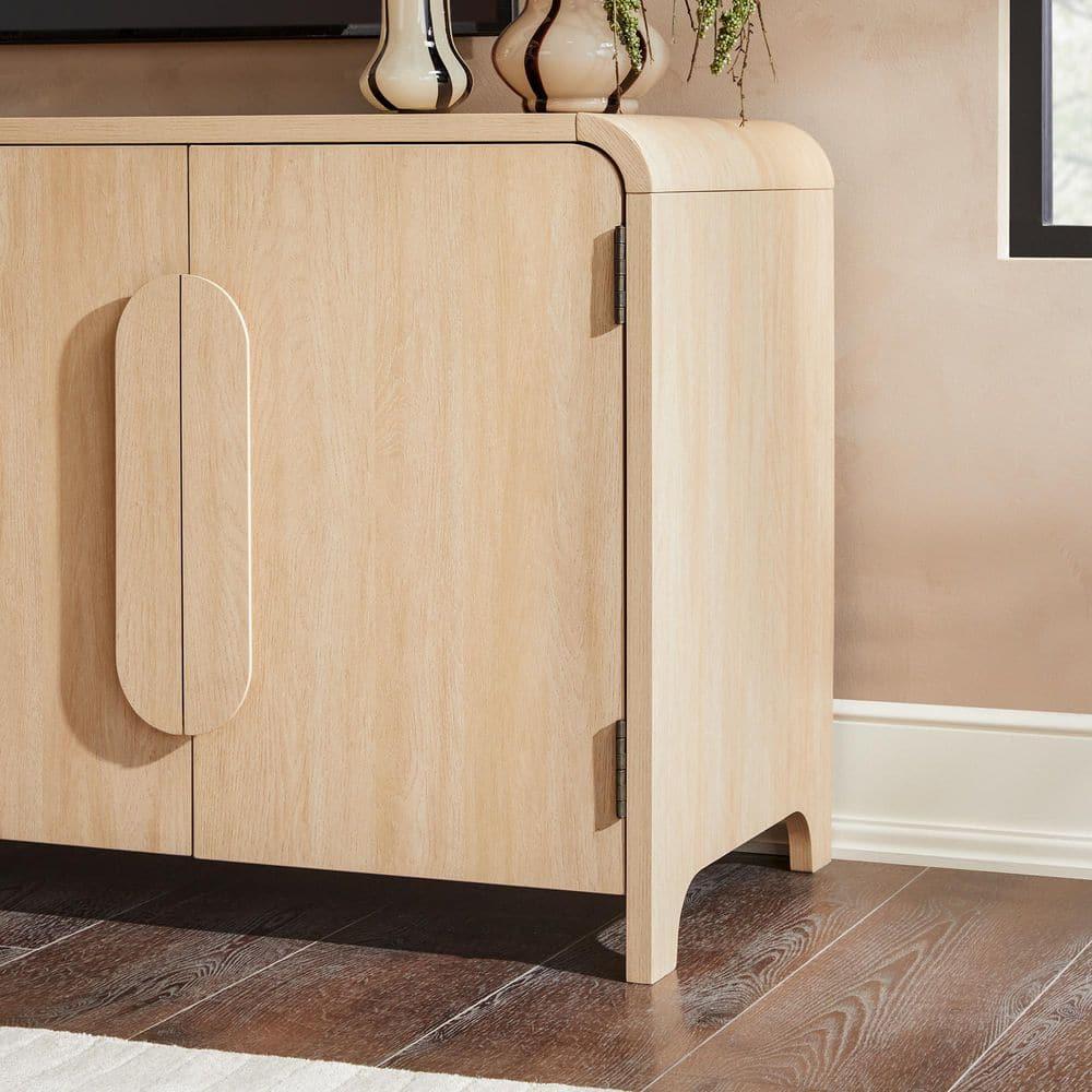 Modern Curved 70" Buffet Sideboard and TV Stand for up to 80" TV Coastal Oak
