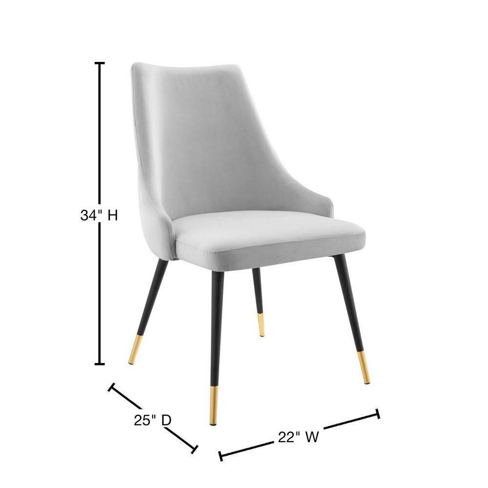 Modway Adorn Tufted Performance Velvet Accent Dining Side Chair, Light Gray