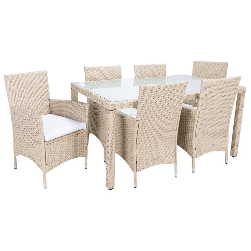 Jolin 7 Pc Dining Set - Outdoor - PAT7706 - Beige/White - Safavieh