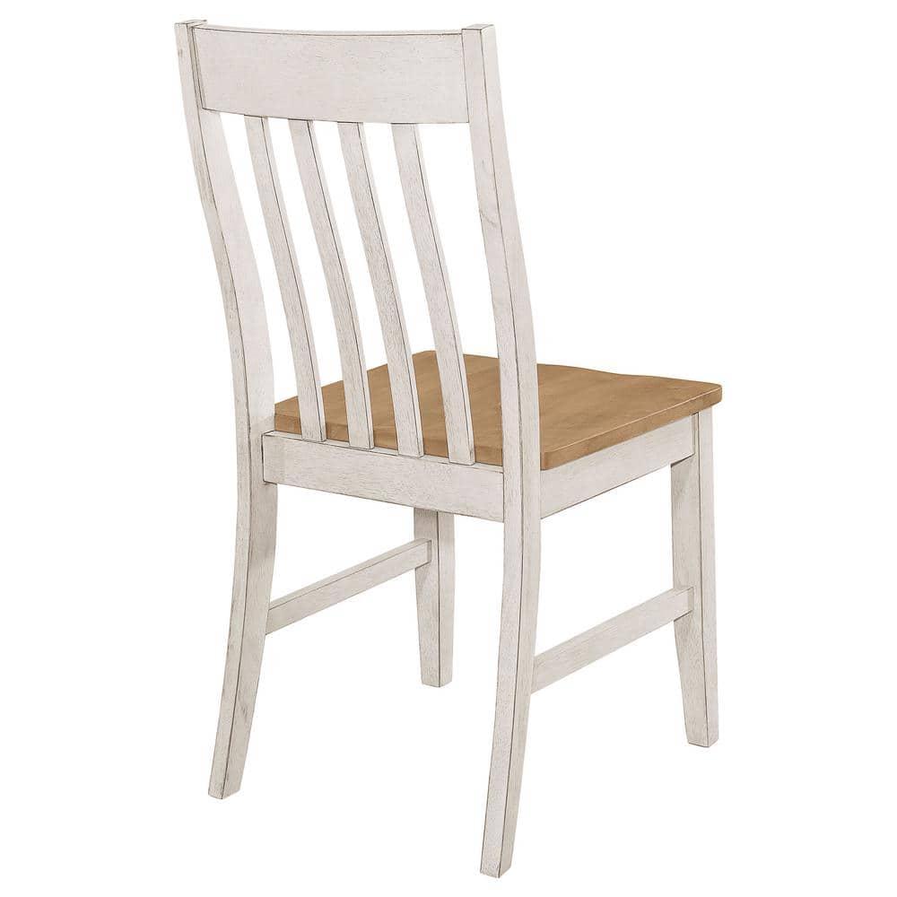 Coaster Kirby Wood Slat Back Side Chair Natural and Rustic Off White