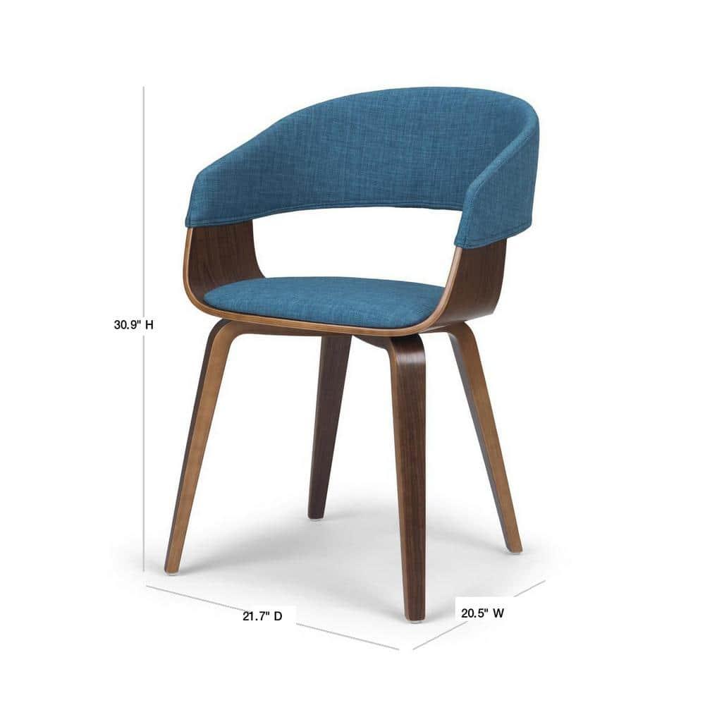 Lowell Bentwood Upholstered Dining Chair with Curved Backrest in Mid-Century Modern Style
