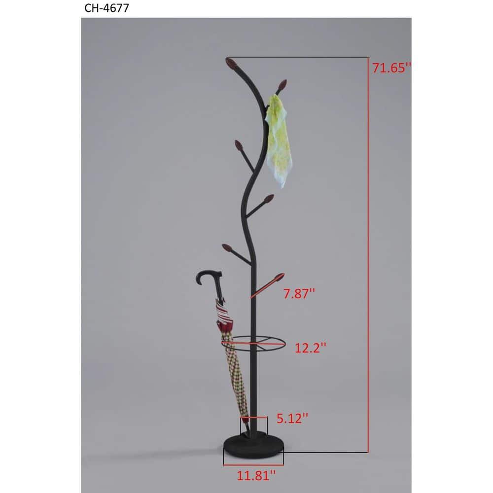 Kings Brand Furniture - Kubin Metal 6-Hook Coat & Hat Rack with Umbrella Stand