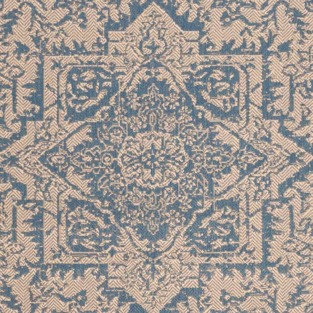 Beach House BHS139 Power Loomed Indoor/Outdoor Area Rug - Cream/Blue - 5'3"x7'6" - Safavieh