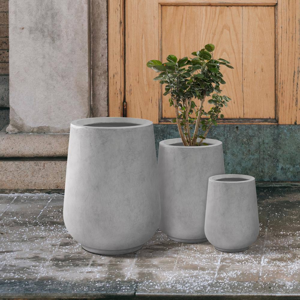 Kante Kante 26.5", 20" And 13.1"H Round Tall Planters (Set Of 3), Outdoor Indoor Large Planter Pots Containers With Drainage Holes For Patio, Balcony, Backyard, Living Room