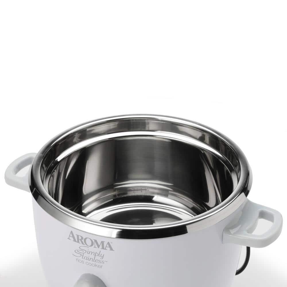 Aroma AROMA® Select Stainless® Pot Style Rice Cooker, 3-Cup (Uncooked) / 6-Cup (Cooked), Stainless Steel Inner Pot