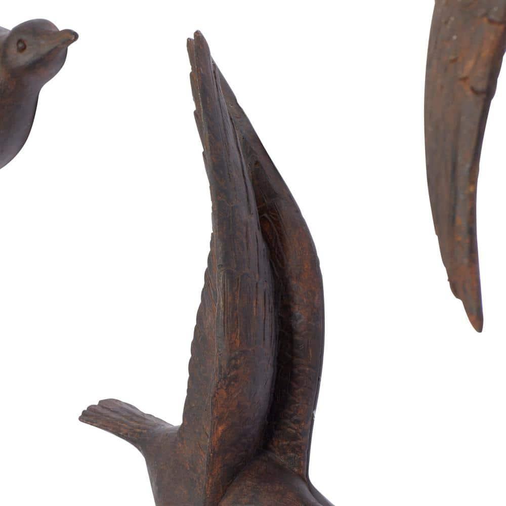 Polystone Bird Metallic 3D Sculpted Wall Decor Set of 3 Brown - Olivia & May: Ready to Hang, Coastal Style Decorative Sculptures