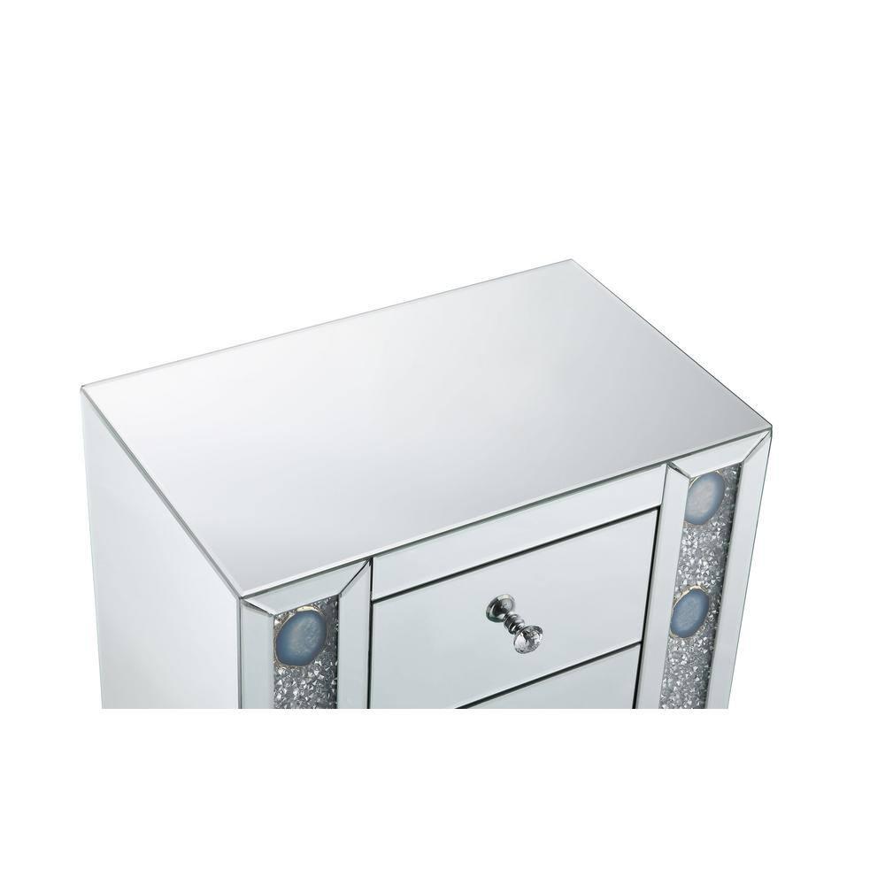 ACME Sonia 3-Drawers Mirror and Wood Nightstand in Mirrored/Faux Agate Stone
