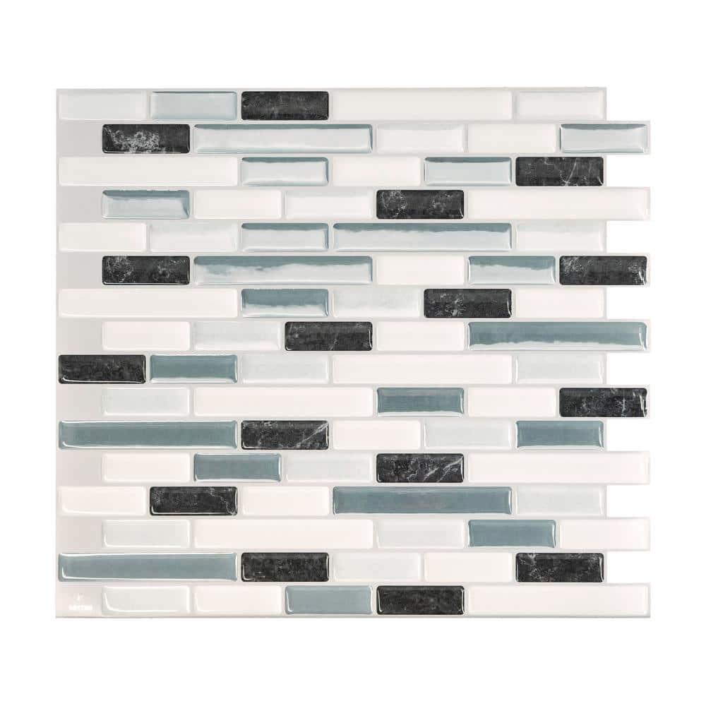 Smart Tiles Muretto Brina 4pk Peel and Stick 3D Backsplash: Vinyl Tile Paper for Kitchen & Bathroom Vanity, Washable Surface