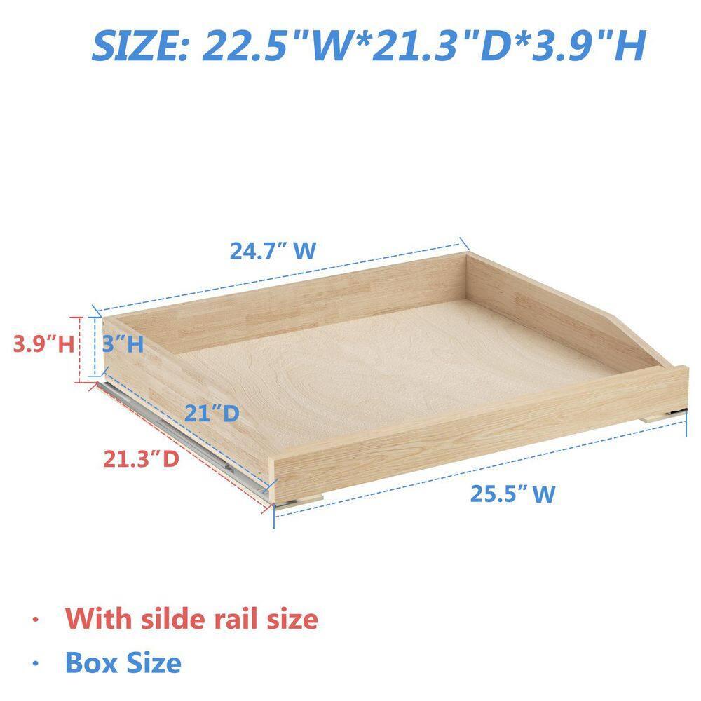 LOVMOR Single Pull Out Cabinet Organizer 25½”W x 21”D, Soft Close Slide Out Drawer Storage Shelves for Kitchen, Wood Cabinet Shelf Pull-Out Organizer Storage for Base Cabinets