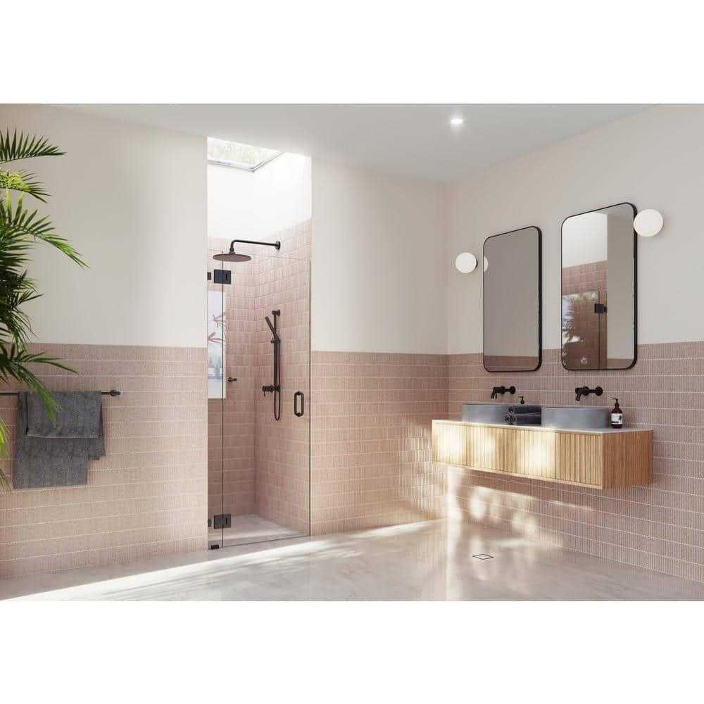 Glass Warehouse Halo 33.75 in. x 78 in. Frameless Glass Hinge Shower Door GW-GH-33-75-MB