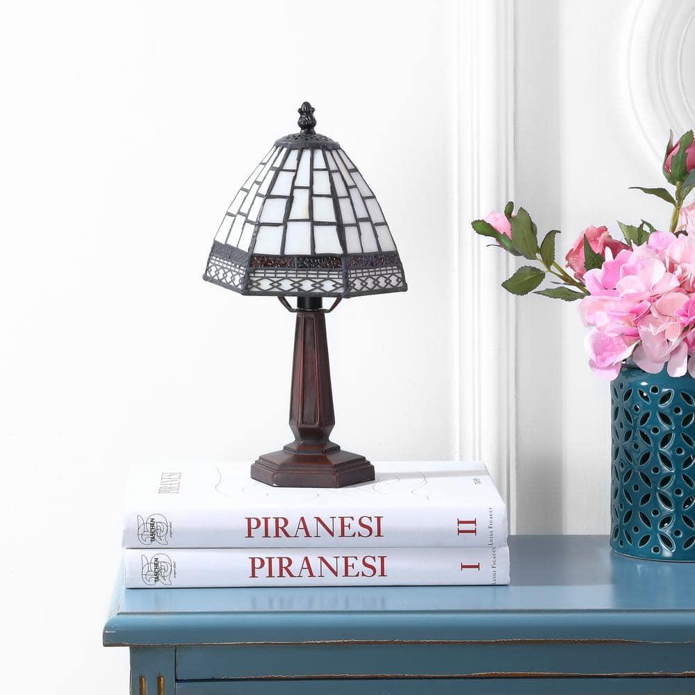 JONATHAN Y JYL8016A Carter Tiffany-Style 12" LED Table Lamp, Traditional, Classic, Cottage, Vintage for living room, dinning room, bedroom, office Bulb Included, Ivory/Cream