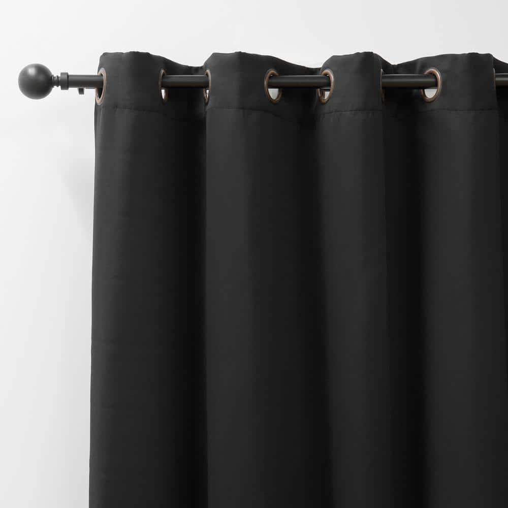 Quality Home Wide Basic Bronze Grommet Blackout Curtain - Black - 80"W X 96"L (Single Panel)
