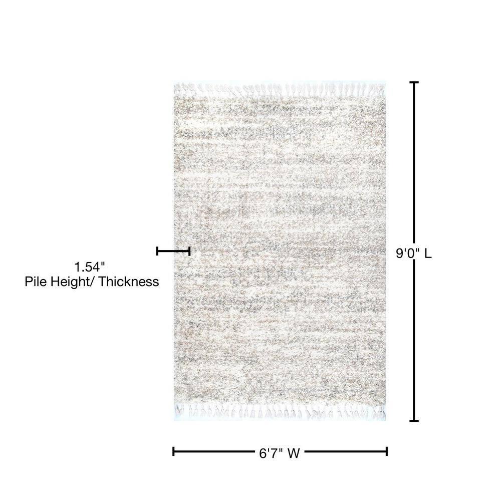 Nuloom Brooke Solid 7x9 Shag Indoor Area Rug for Living Room Bedroom Dining Room Nursery, Ivory