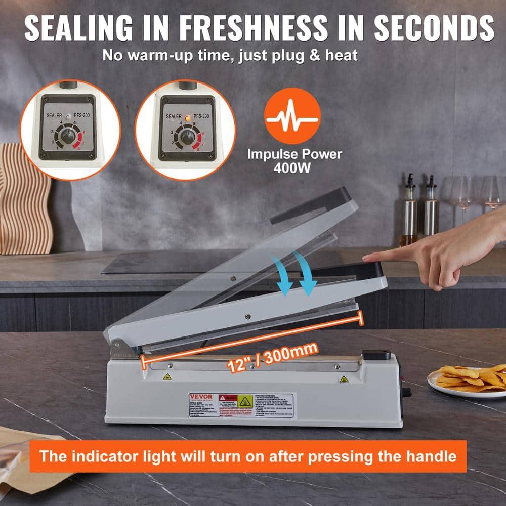 VEVOR VEVOR 12" Aluminum Hand Impulse Heat Sealer Machine Poly Plastic Bags Sealing