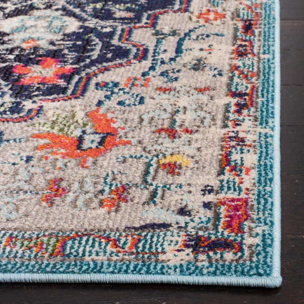 Madison MAD447 Power Loomed Indoor Area Rug - Black/Teal - 4'x6' - Safavieh