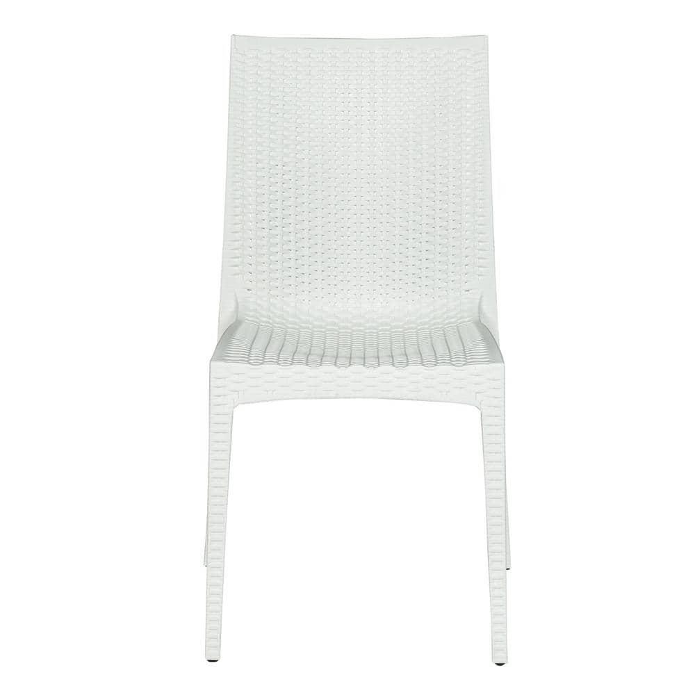 Weave Mace Indoor Outdoor Dining Chair (Armless), Set Of 4 - White