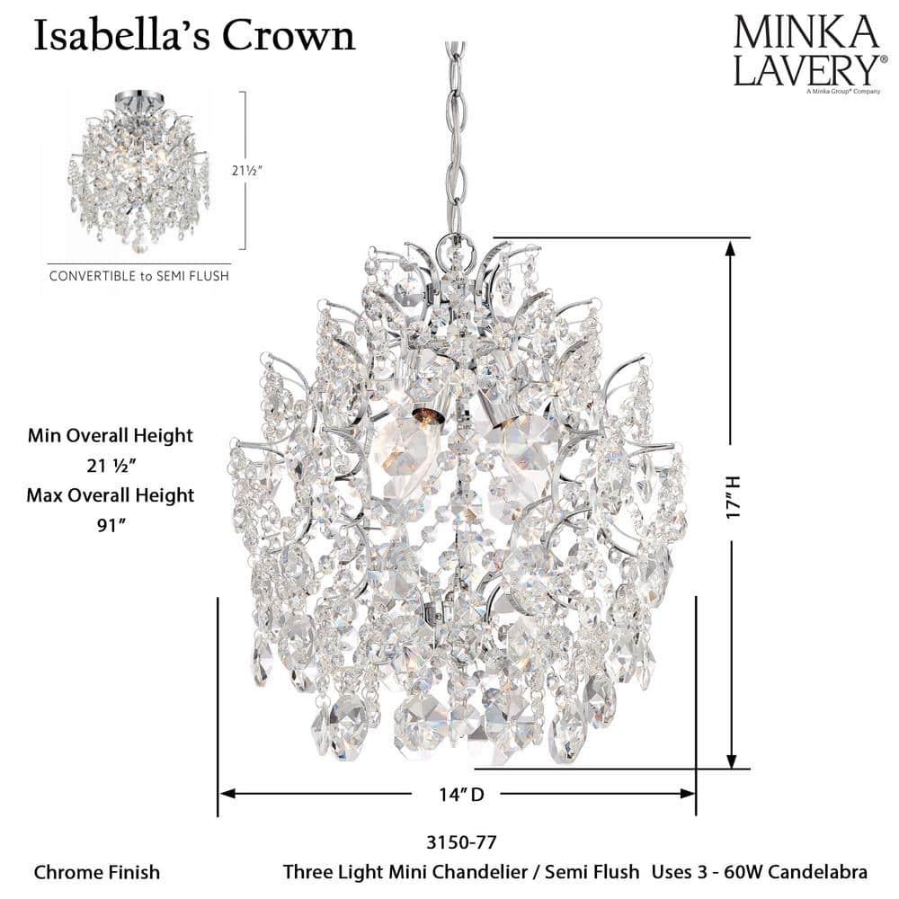 Elegant Chrome Mini Chandelier with Crystal Accents, 3-Light