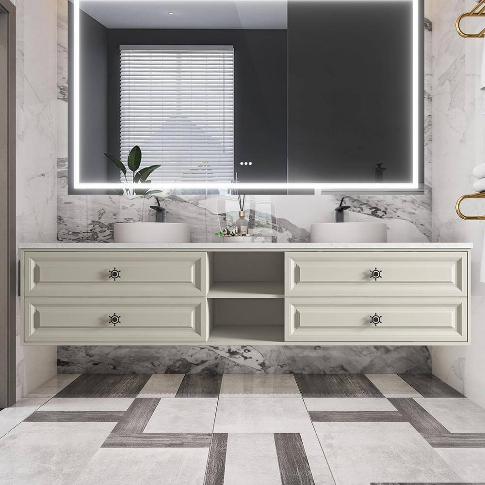 AMANI Eleen 96 In. W X 23 In. D X 22 In. H Bath Vanity Cabinet Without Top
