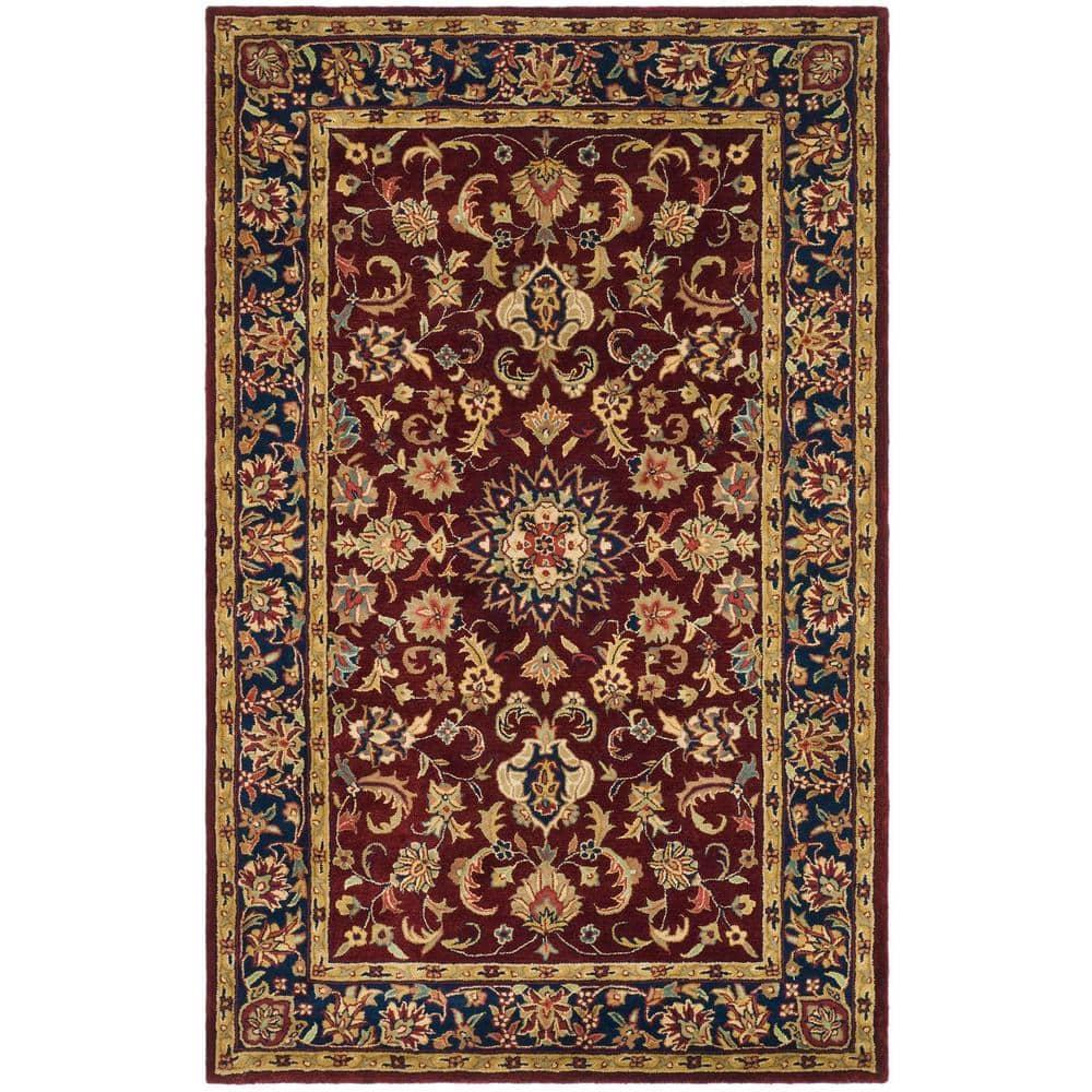 SAFAVIEH Classic Kennet Traditional Wool Area Rug, Burgundy/Navy, 4' x 6'