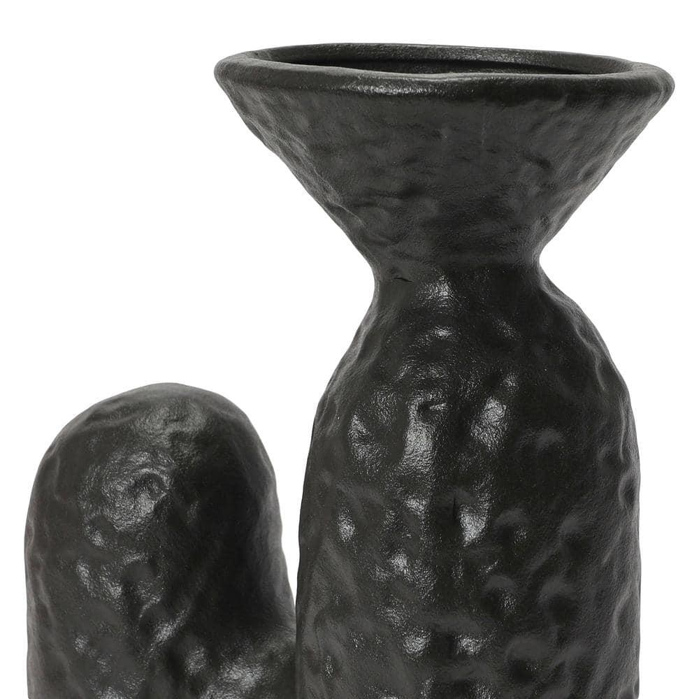 Bloomingville Textured Stoneware Sculptural Vase, Matte Black