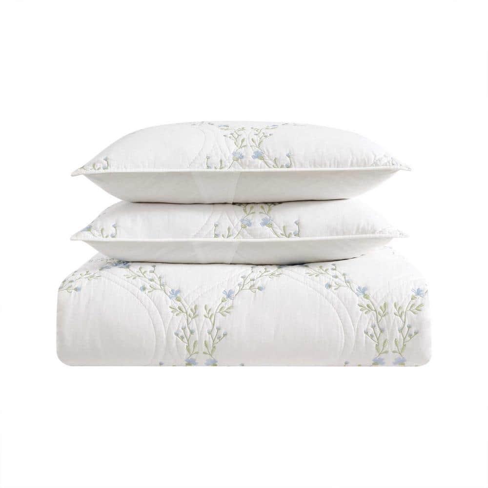 Laura Ashley Laura Ashley Floral Embroidery Cotton Reversible Quilt Set