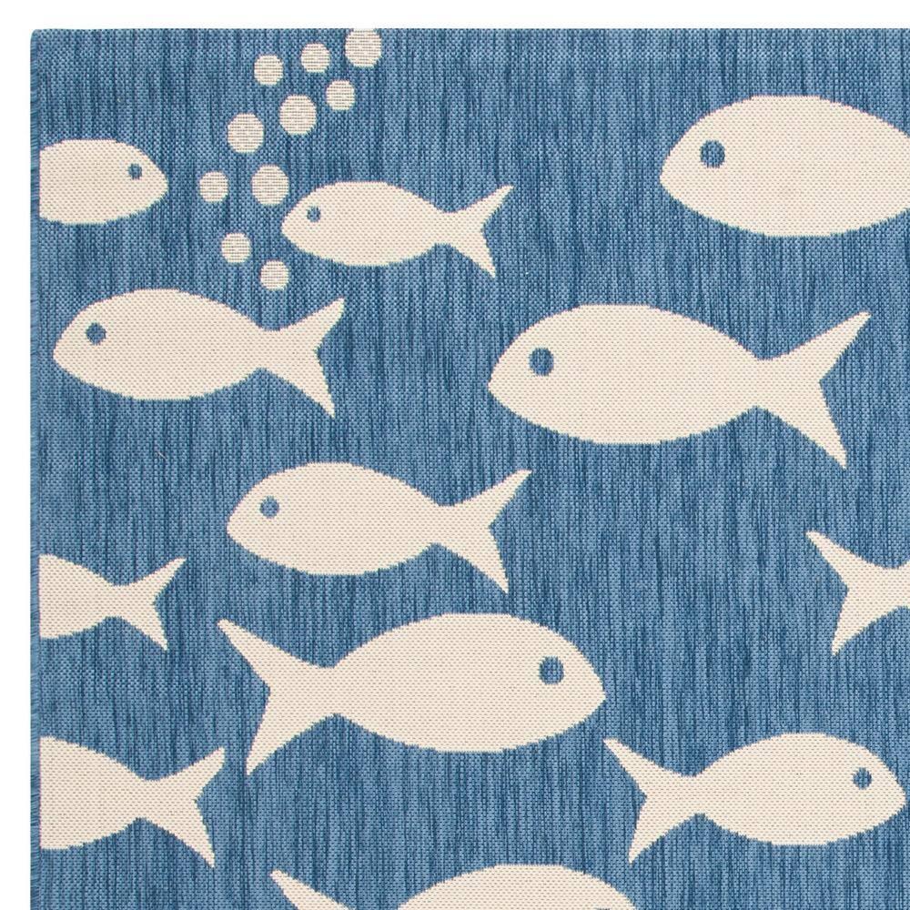 Courtyard CY6012 Power Loomed Indoor/Outdoor Area Rug - Blue/Beige - 5'3"x5'3" - Safavieh.