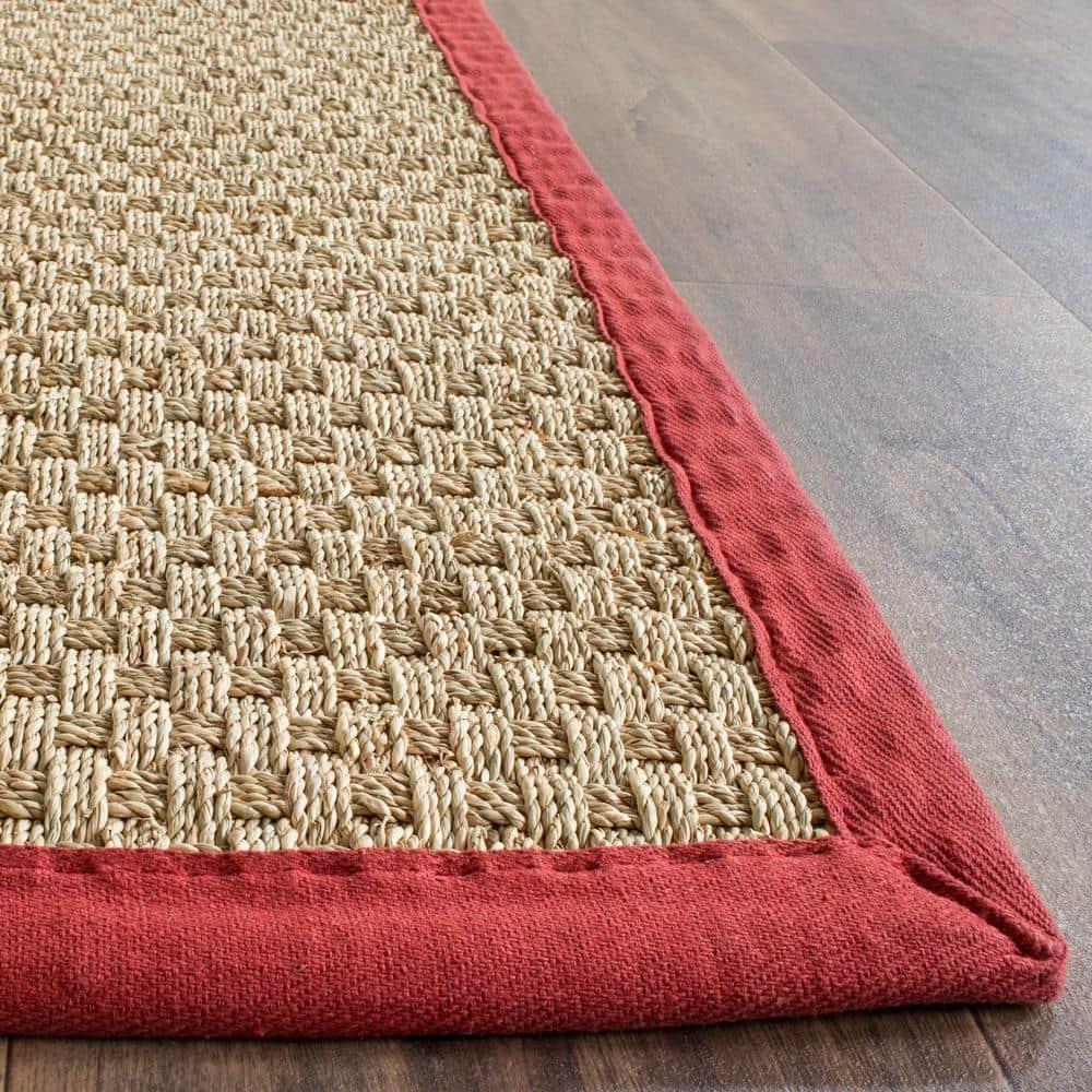 Natural Fiber NF114 Power Loomed Indoor Runner Rug - Natural/Red - 2'6"x6' - Safavieh.