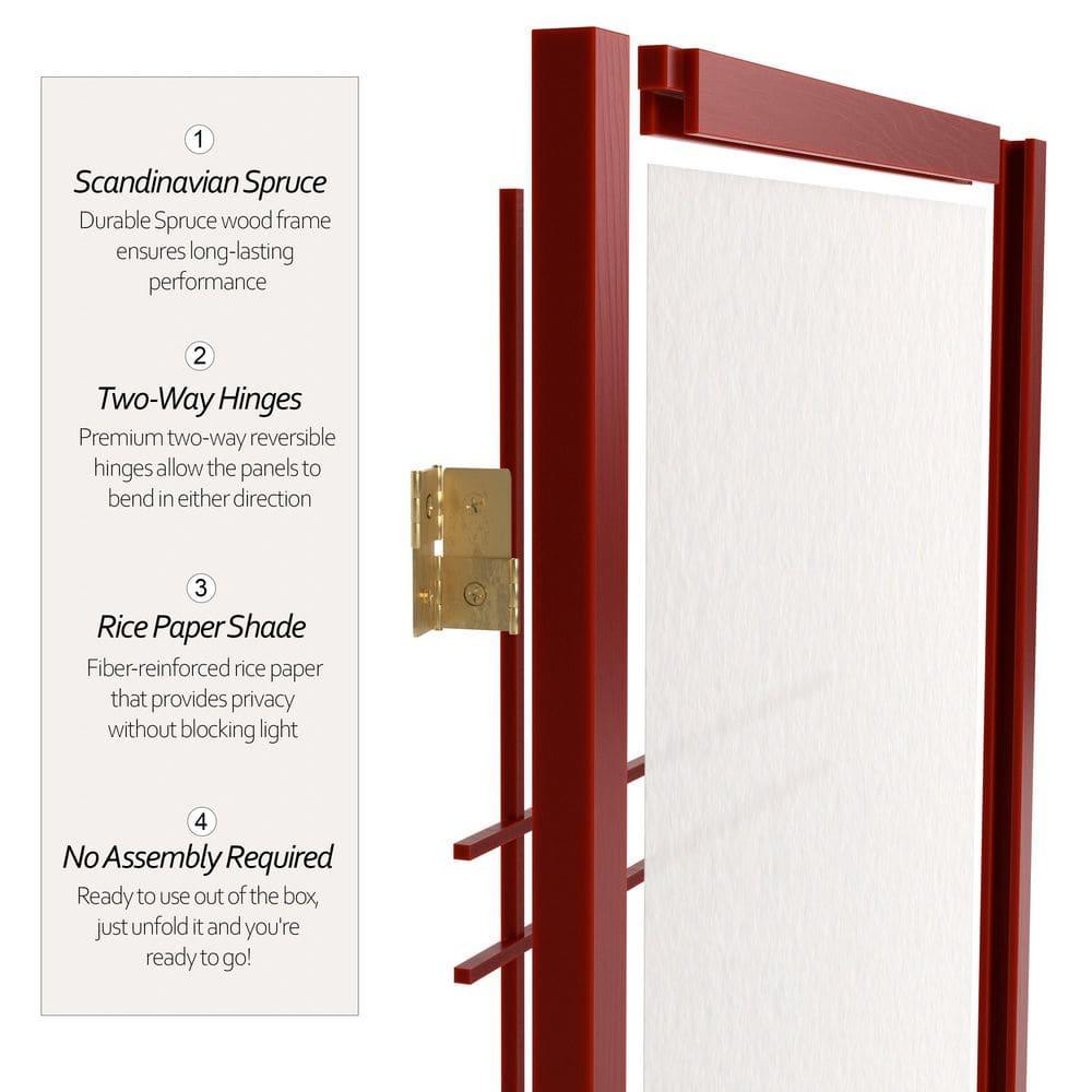 Handmade 84-inch Double-cross Wood/Rice-paper Shoji Screen (China) 3 Panel Rosewood