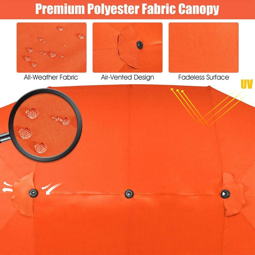 Costway 15FT Patio Double-Sided Umbrella Crank Outdoor Garden Market Sun Shade Orange
